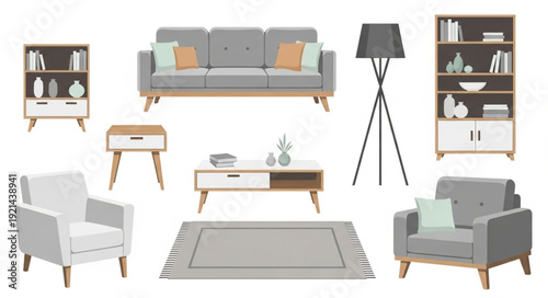 Modern Living Room Furniture Set.
