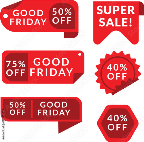 good friday Tag Label Set Vector with Discount Offer Badges and Promotional Price Stickers