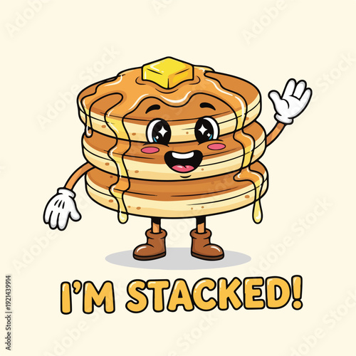Stacked Pancakes Character Waving