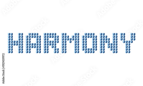 Inscription made of blue crystals - harmony