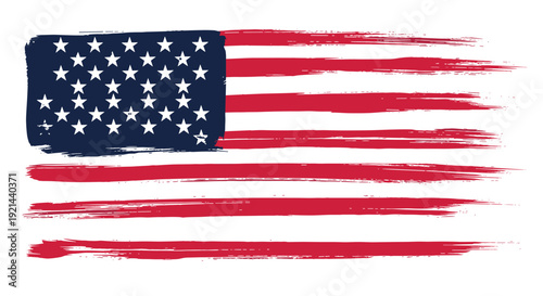 United States of America flag rendered in a distressed hand painted brush stroke style for a rustic and patriotic appearance.