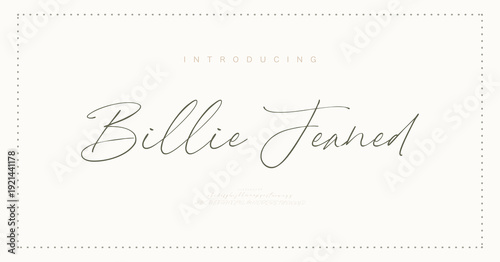 Billie Jeaned, Script elegant luxury alphabet font logo. Typography modern classic lettering serif italic fonts decorative wedding vintage retro logos. vector illustration
