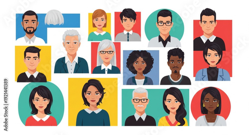 Diverse Group of People Avatars Representing Different Ages and Genders.