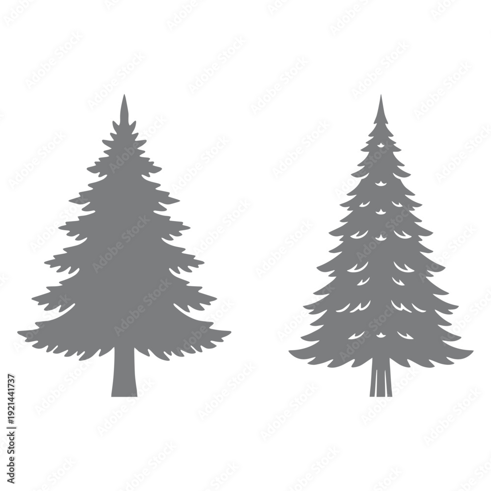 Obraz premium Stylized Evergreen Tree Silhouettes Set