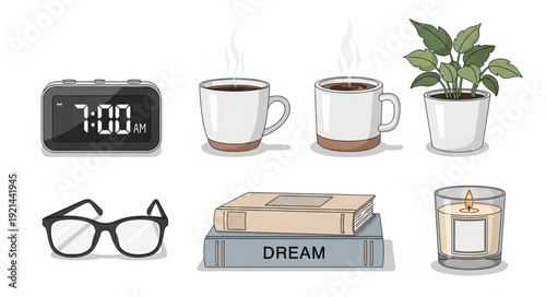 Morning Routine with Coffee and Books.