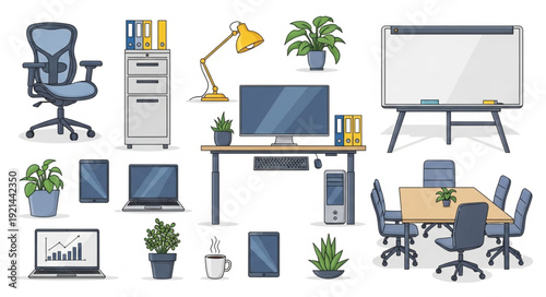 Office Supplies and Furniture Elements.