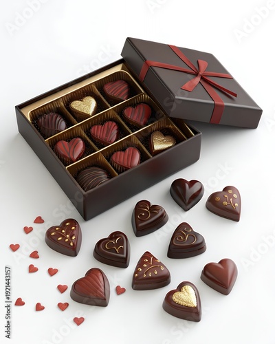 Delicious Heart Shaped Chocolate Assortment Box Romantic Gift clipart