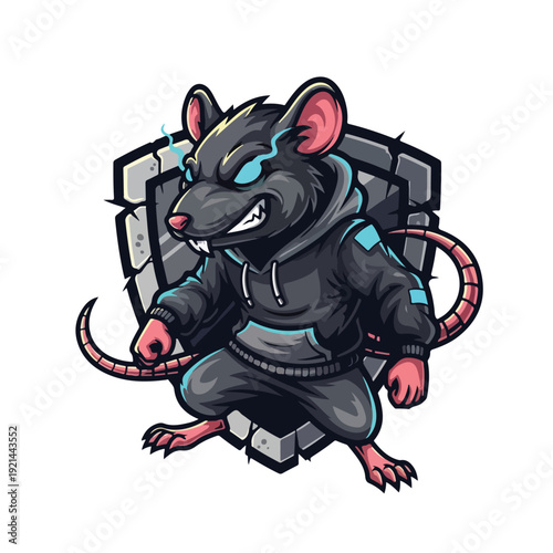 Cartoon Rat Ninja in Dynamic Pose