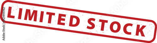 Limited Stock red grunge rubber stamp vector illustration with distressed texture, isolated on transparent background.
