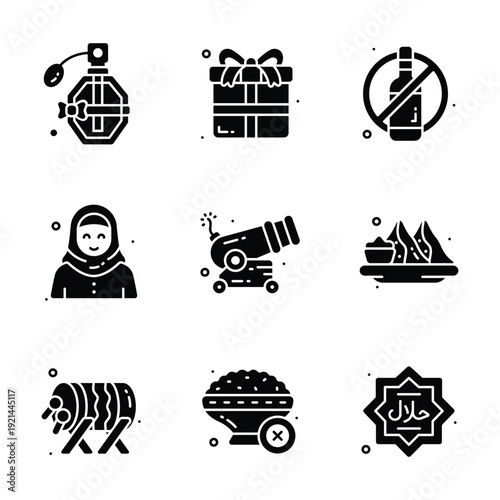 Take a look at this amazing glyph icons set of ramadan and eid