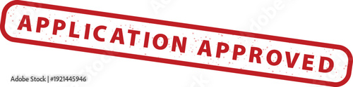 Application Approved red grunge rubber stamp vector illustration with distressed texture, isolated on transparent background.