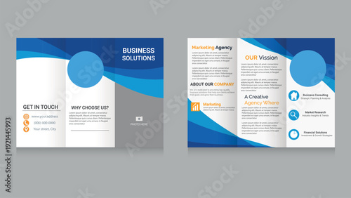 Tri fold wave brochure. It is intended for the presentation of the company's services and its vision