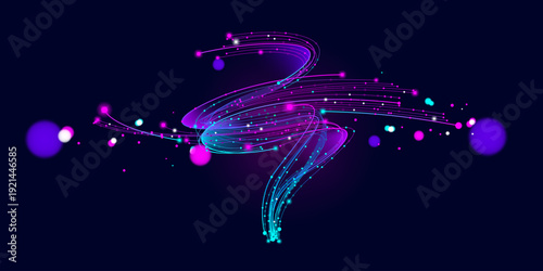 Illustration of abstract stream, AI brain concept. Artificial intelligence. Big data, technology, AI, data transfer, data flow, large language model, generative AI, LLM, NLP. NLG	