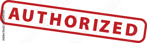 Red rubber stamp with the word "AUTHORIZED" in bold uppercase letters, featuring a distressed texture and slightly angled presentation, isolated on a transparent background.