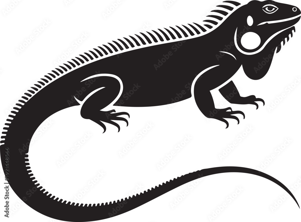 Fototapeta premium Black Iguana Silhouette Vector Illustration - Clean and Minimal