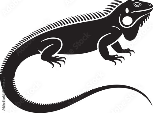 Black Iguana Silhouette Vector Illustration - Clean and Minimal