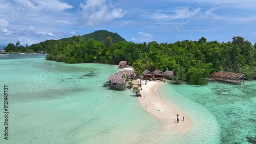 Aerial View of a Tropical Island Paradise at Raja Ampat Islands, Indonesian archipelago, West Papua, Indonesia	