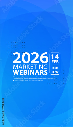 Blue abstract circular background for marketing webinar and mobile event invitation. Versatile vector illustration with dot patterns ideal for social media stories and business seminar marketing.