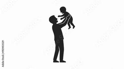 Silhouette Vector of Parent Lifting Child – Family Bond Illustration