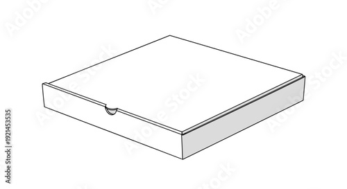 Plain white cardboard pizza box viewed from an angle, showcasing a simple and clean design suitable for branding or takeout.
