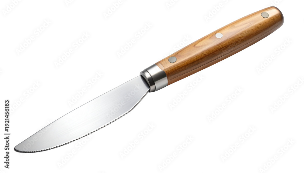 Fototapeta premium Butter spreader knife isolated on a transparent background, sleek and modern design, ideal for kitchen, cooking, culinary, breakfast, or food-related projects.