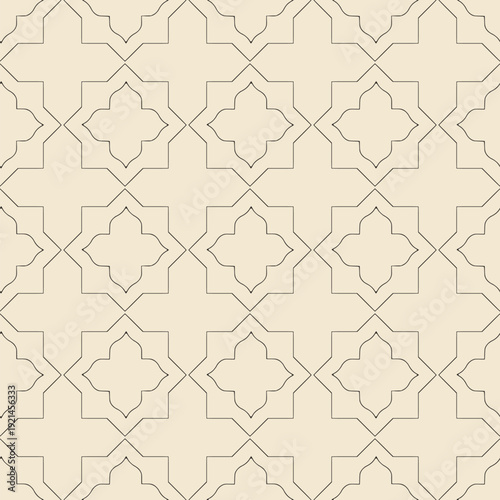 Diriyah Inspired Ramadan Series – A collection of modern Islamic geometric seamless vector patterns influenced by Najdi and Saudi luxury aesthetics. Star pattern tile in sandy tones.