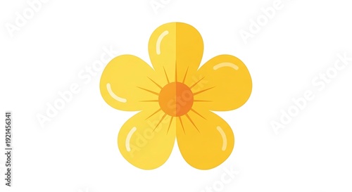 Wallpaper Mural Flat design illustration of a yellow five-petal flower with an orange center, isolated on white Torontodigital.ca
