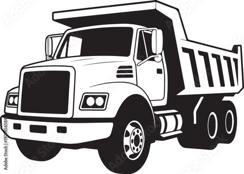 Dump truck vector silhouette isolated on white background for construction industry transport vector