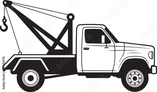 Tow truck vector silhouette isolated on white background for repair service and rescue transport