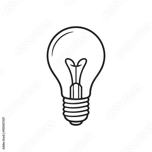 Light Bulb Idea Icon – Minimal Black and White Innovation Vector 12