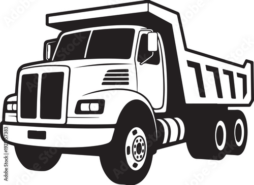 Heavy dump truck vector silhouette isolated on white background for construction industry transport vector