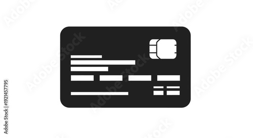 Generic Black Credit Card Icon with EMV Chip. Digital Payment, Banking, and Financial Transaction Symbol.