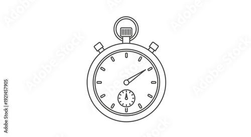 Simple line art illustration of a classic stopwatch icon, ideal for time measurement, deadline, speed, and productivity concepts.