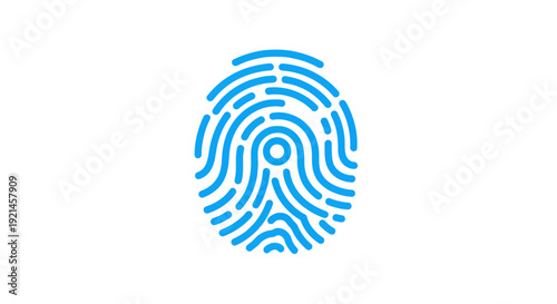Blue Fingerprint Icon for Digital Identity, Biometric Security, Data Protection, and Personal Identification Technology