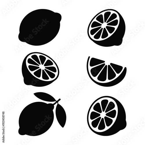 Citrus Fruit Slice Lemon Orange Vector Set