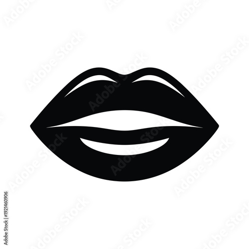 Simple black silhouette of a pair of full female lips