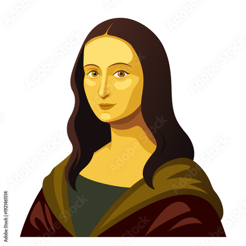 Stunning illustration of Mona Lisa with enigmatic smile