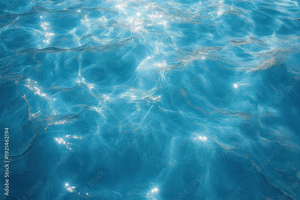 Obraz premium sunlit turquoise water surface with shimmering ripples, calm and serene mood