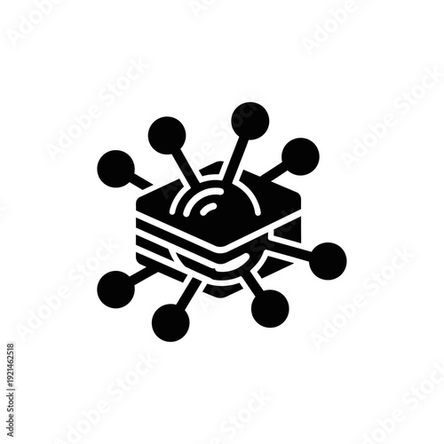 Black Virus Icon with Protruding Elements.