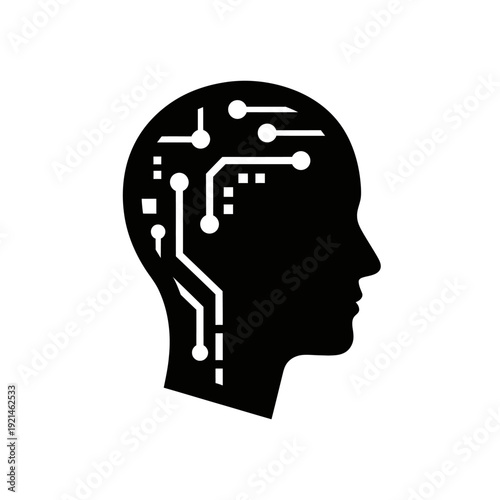 Wallpaper Mural Human Head with Circuit Board Design. Torontodigital.ca