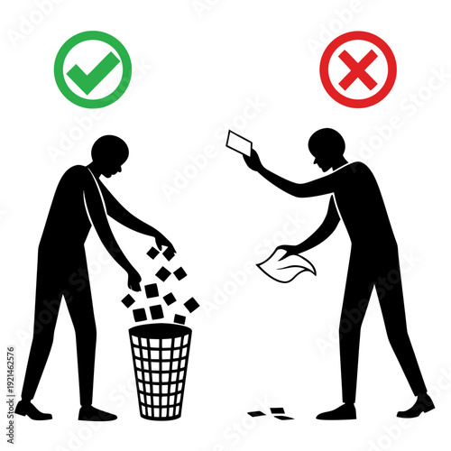 Proper disposal of paper waste Vector