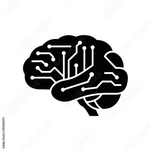Artificial Intelligence Brain Circuit Board Illustration.
