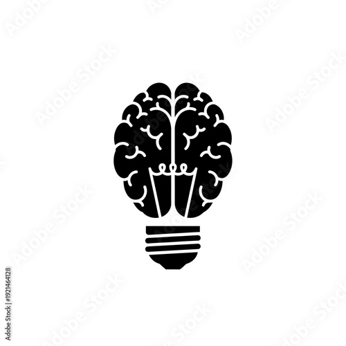Light Bulb with Brain Illustration Design.