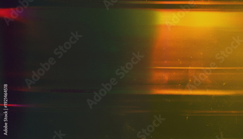 Billede på lærred Light leak arancione con texture pellicola rovinata su sfondo nero, pellicola di