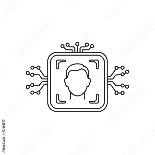 Artificial Intelligence Chip with Human Head.