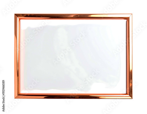 Copper-colored rectangular frame with a white background simple and elegant.