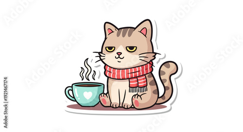 cat with cup of tea