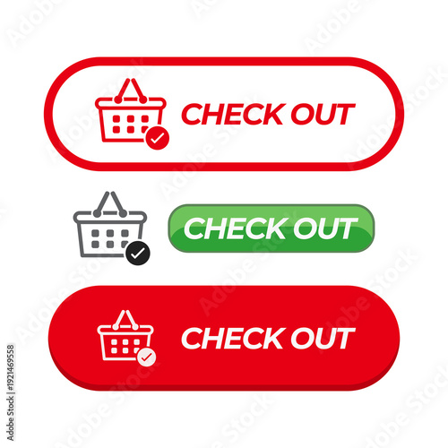 Minimalist red and green checkout button icon for e-commerce website interface