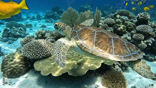Underwater paradise - A vibrant scene of sea turtles and colorful fish.