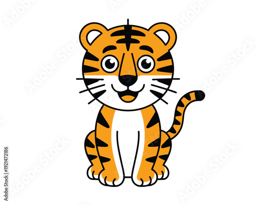 Charming minimalist cartoon tiger cub illustration